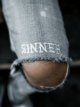 Load image into Gallery viewer, Born Sinner Distressed Denim - Light Stone
