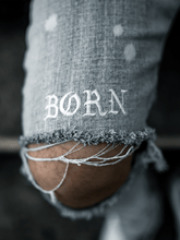Load image into Gallery viewer, Born Sinner Distressed Denim - Light Stone