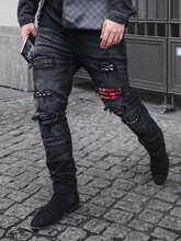 Load image into Gallery viewer, Biker Patch Denim - Black Multi
