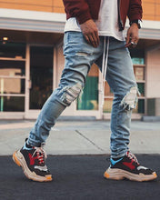 Load image into Gallery viewer, Biker Patch Denim - White
