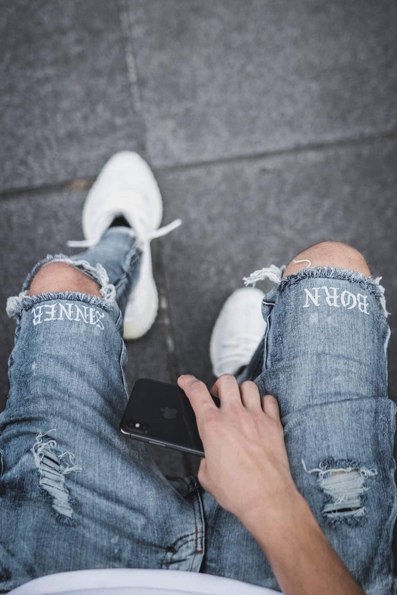 Born Sinner Distressed Denim - Dark Stone